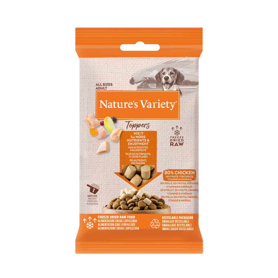 4 bolsitas x 15 g Nature’s Variety Toppers Pollo Liofilizado para perros ¡Pack ahorro!