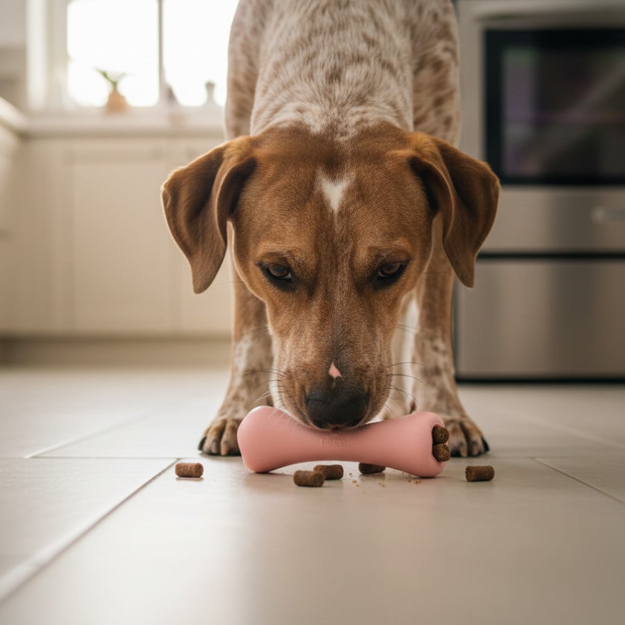 BECO Hueso Portagolosinas de Goma Rosa para perros