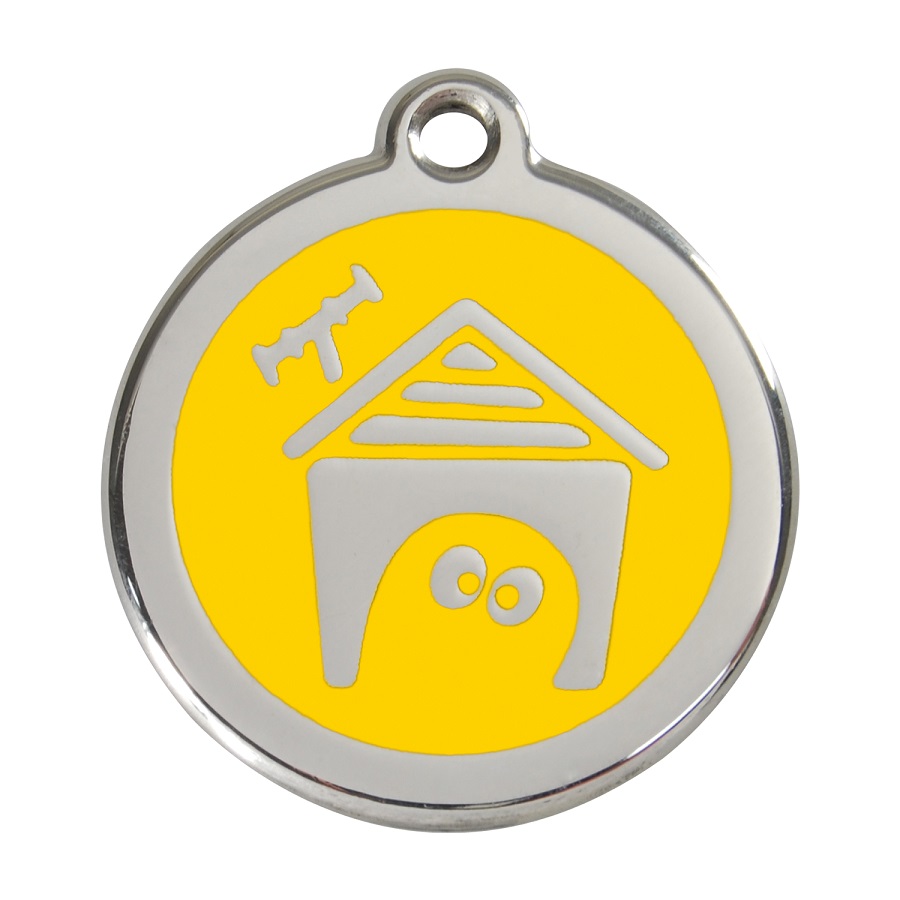 Placa identificativa Acero Inoxidable Esmalte Perro Casa Amarillo para perros