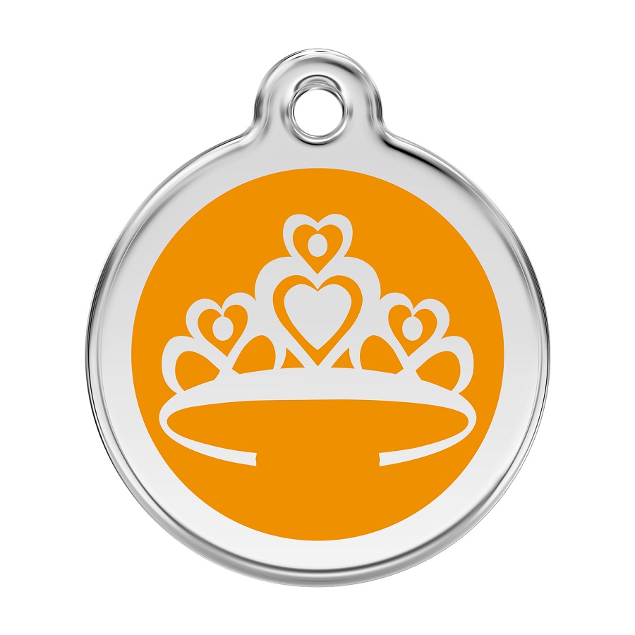Placa identificativa Acero Inoxidable Esmalte Corona Naranja para perros