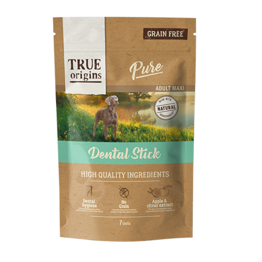 7 barritas True Origins Pure Maxi Adult Snacks Dentales para perros