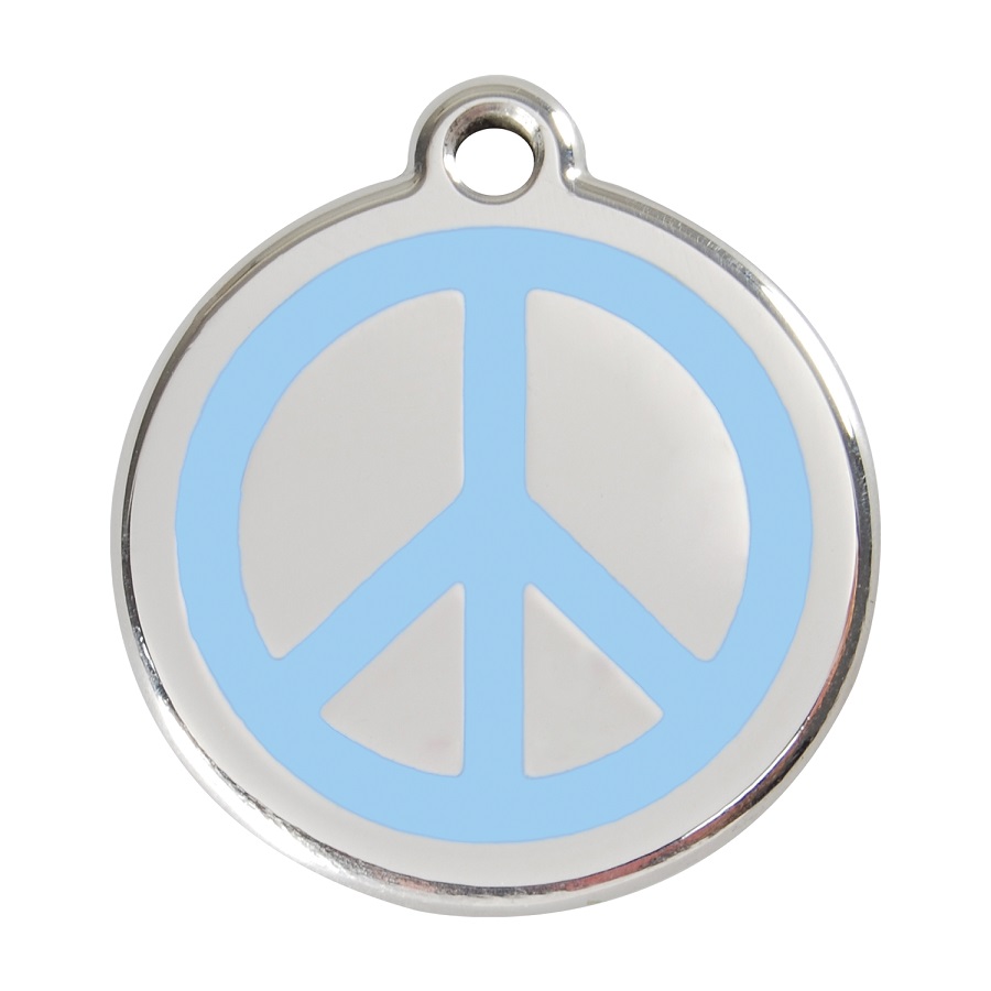 Placa identificativa Acero Inoxidable Esmalte Paz Azul Claro para perros