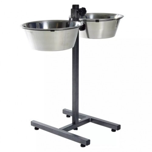 Comedero elevado para perros color Plateado