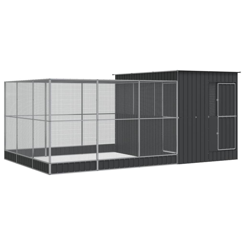 vidaXL Pajarera con Extensión Casa Para Pájaros Jaula Para Periquitos Acero