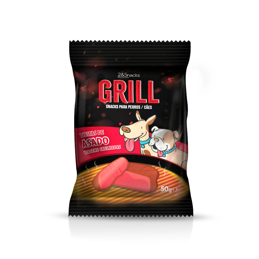 2 bolsitas x 50 g 2&Snacks Tiritas Grill de Asado para perros ¡Pack ahorro!