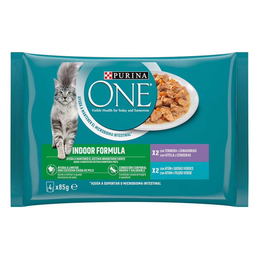 12 sobres x 85 g Purina One Indoor Formula Sobre en salsa para gatos ¡Pack ahorro!