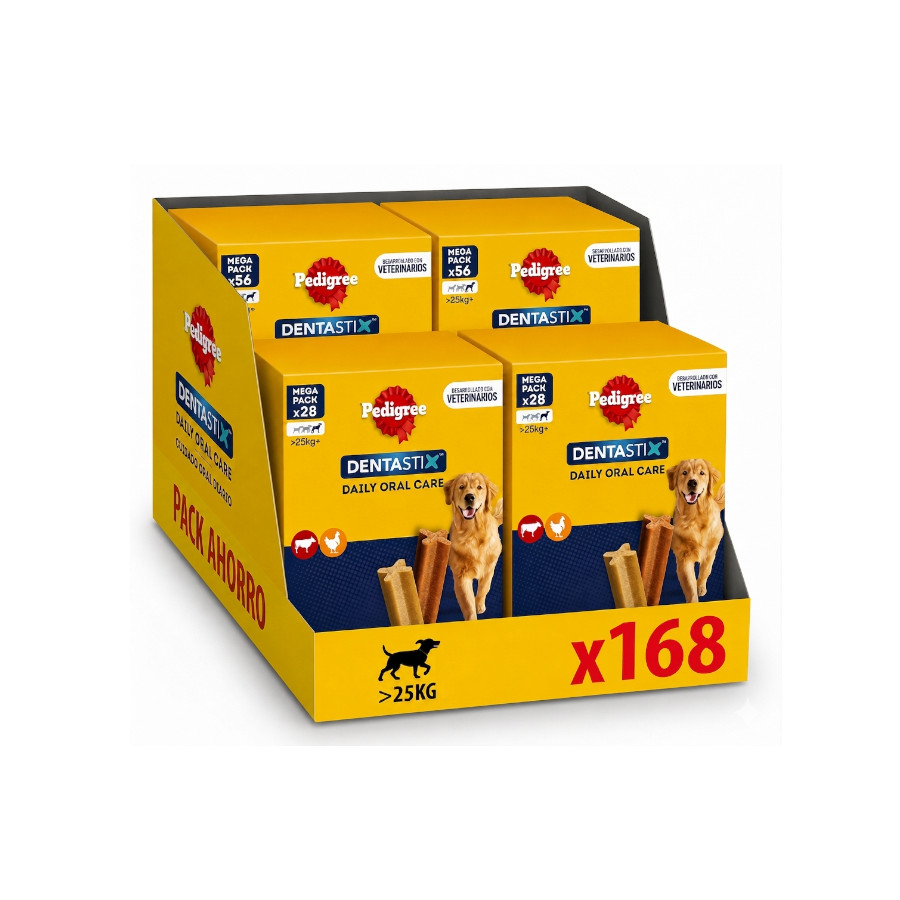 168 barritas Pedigree Dentastix Snacks Dentales para perros grandes ¡Pack ahorro!