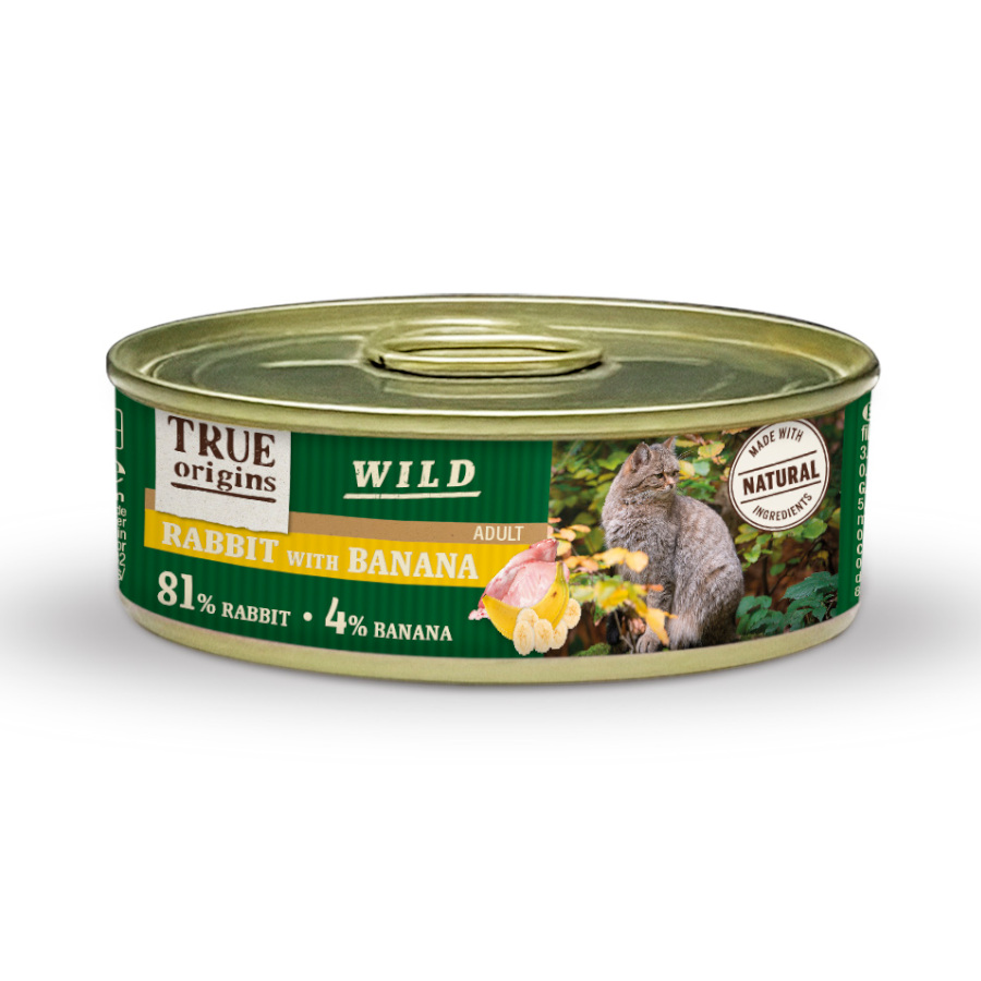 True Origins Wild Adult Conejo y Plátano lata para gatos