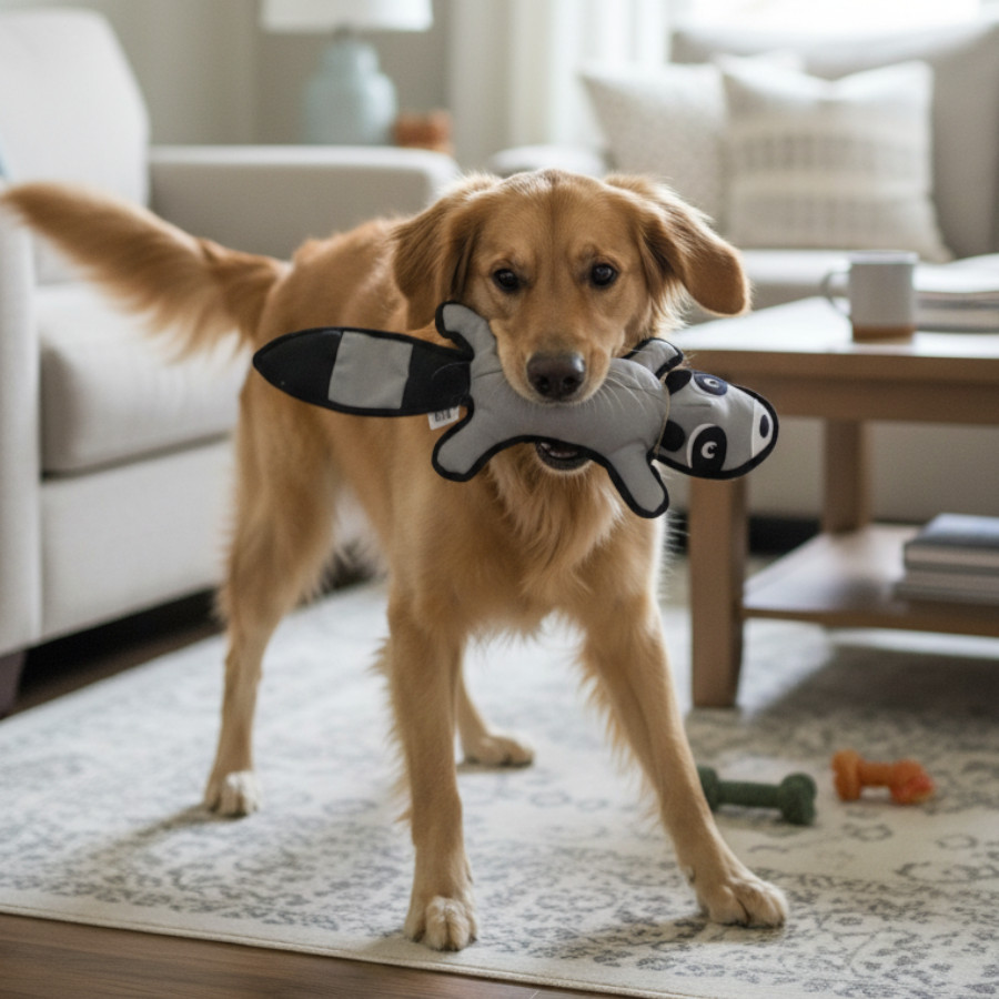 LOVE THE EARTH Peluche Resistente Mapache con Sonido para perros
