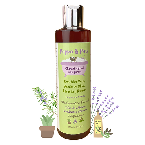 Peppo and Pets- Champú elaborado con ingredientes naturales para perros- Con Aloe Vera