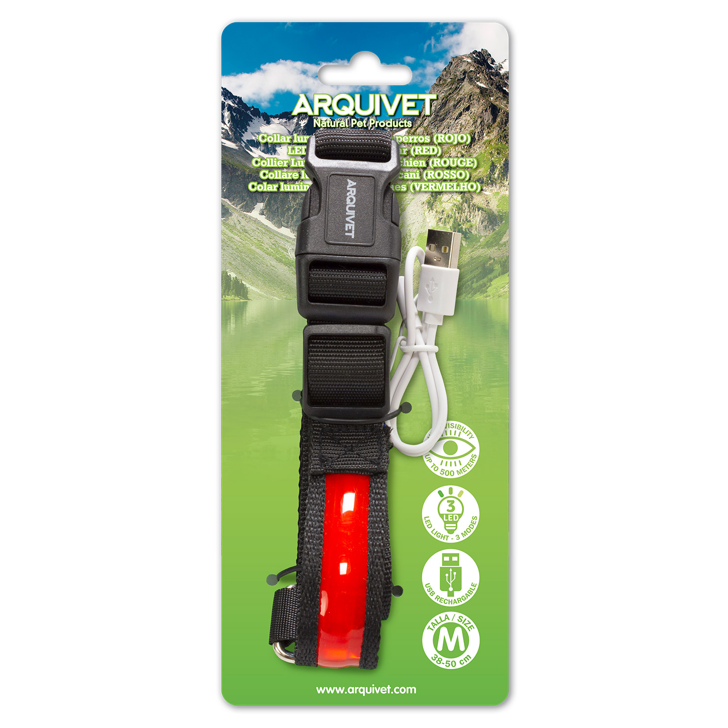 Collar Luminoso LED Rojo – talla S 28-40cm/2,5cm