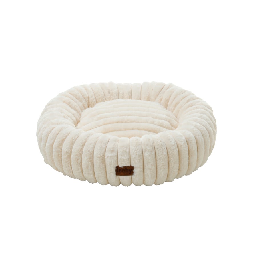 Leeby Sofá Donut Corduroy Crema para gatos