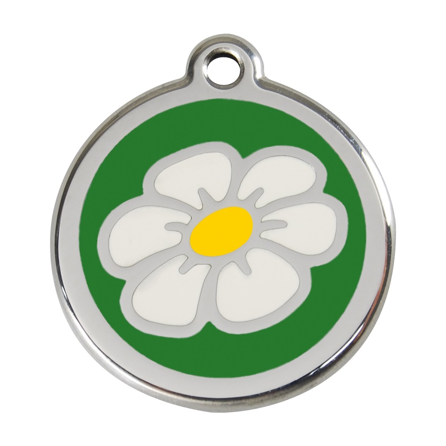 Placa identificativa Acero Inoxidable Esmalte Margarita Verde para perros