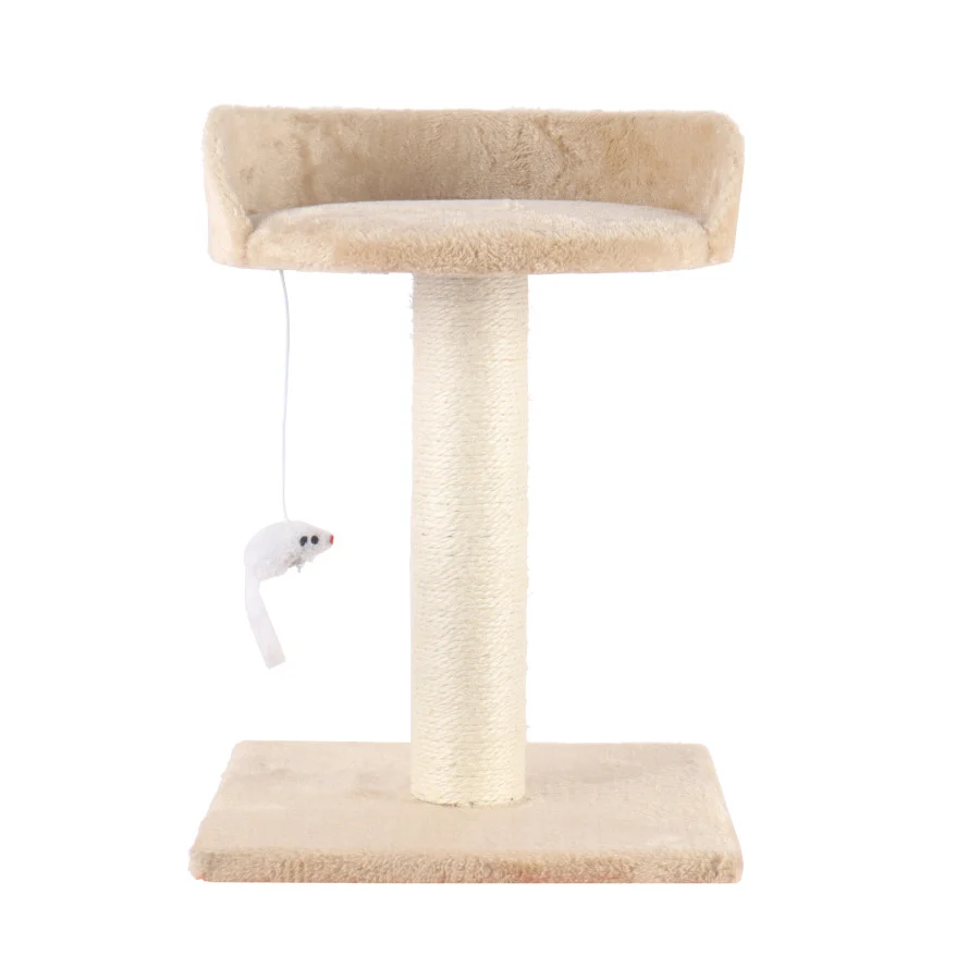 Leeby Tigrou rascador con cama y juguete beige para gatos