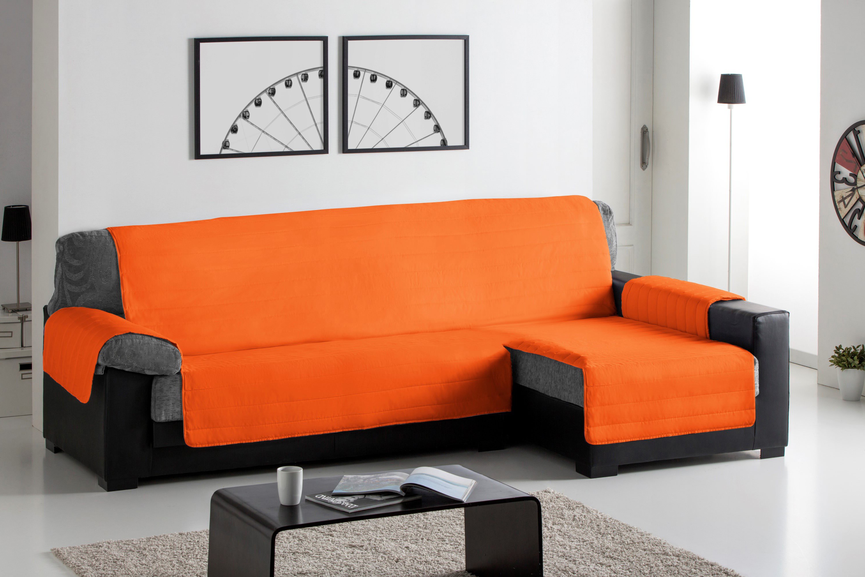 Cubre Sofa Acolchado Chaise Longue Derecho color Naranja, , large image number null