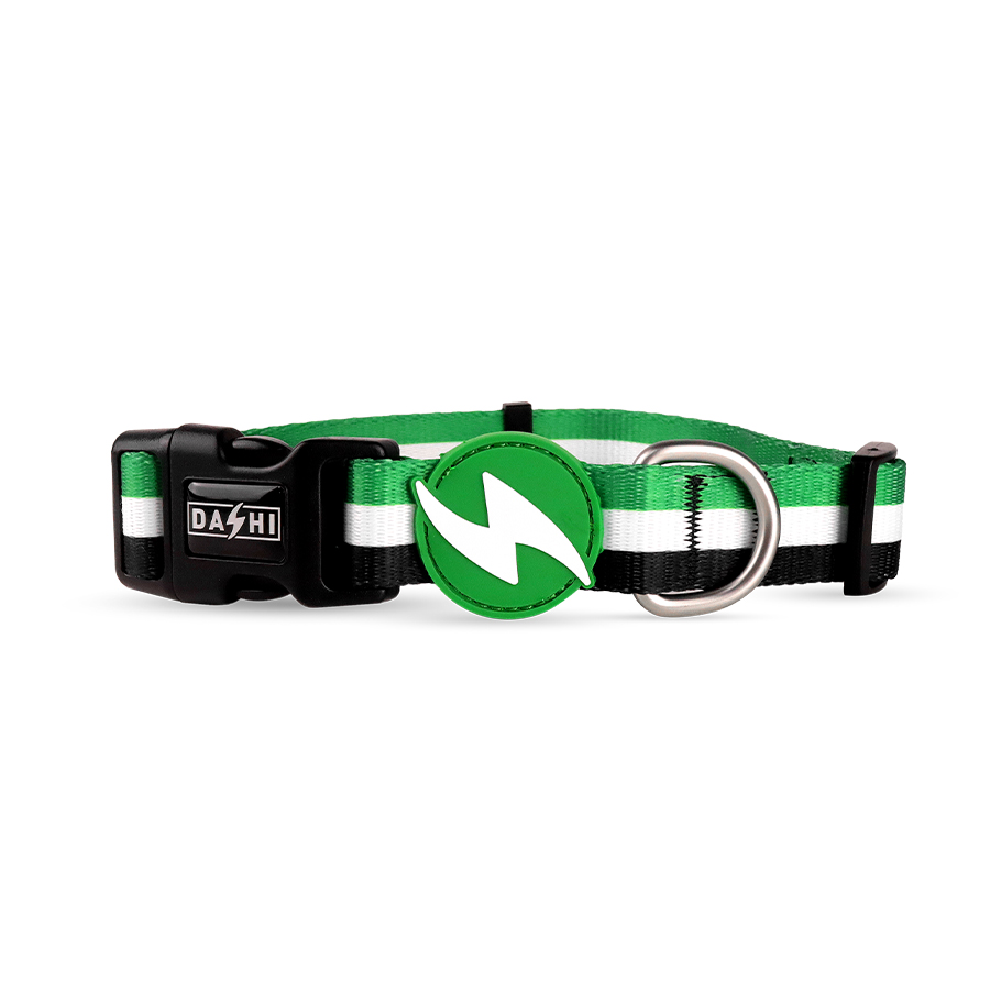 Collar Stripes Verde & Negro para perros Muy Pequeño