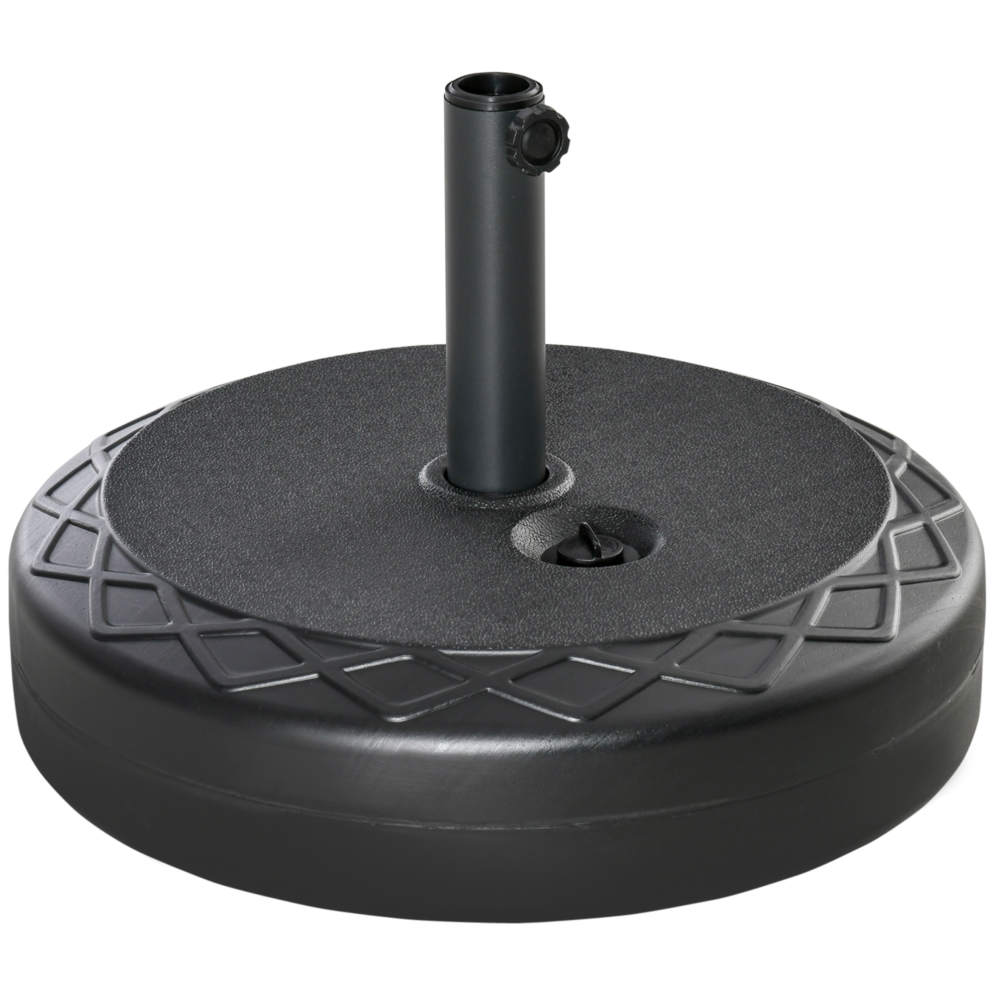Outsunny Base de Sombrilla Rellenable de Agua 30 kg Soporte de Parasol Redondo Apto para Postes de 38mm 48 mm Metal y Plástico para Jardín Terraza