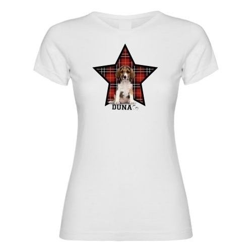 Camiseta para chica estrella de cuadros personalizable color Blanco, , large image number null