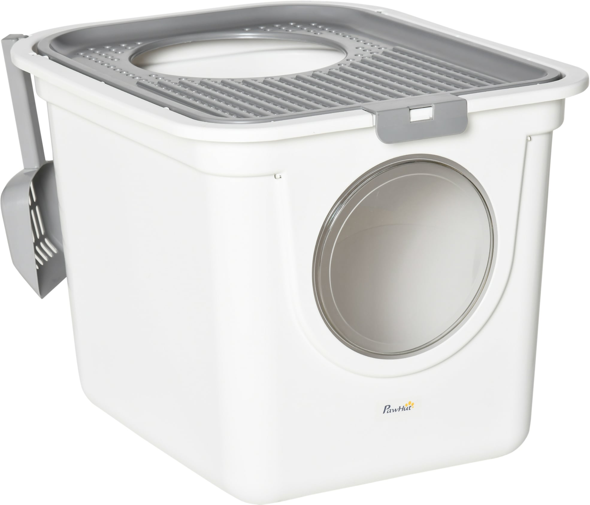 PawHut Arenero para Gatos Blanco y Gris