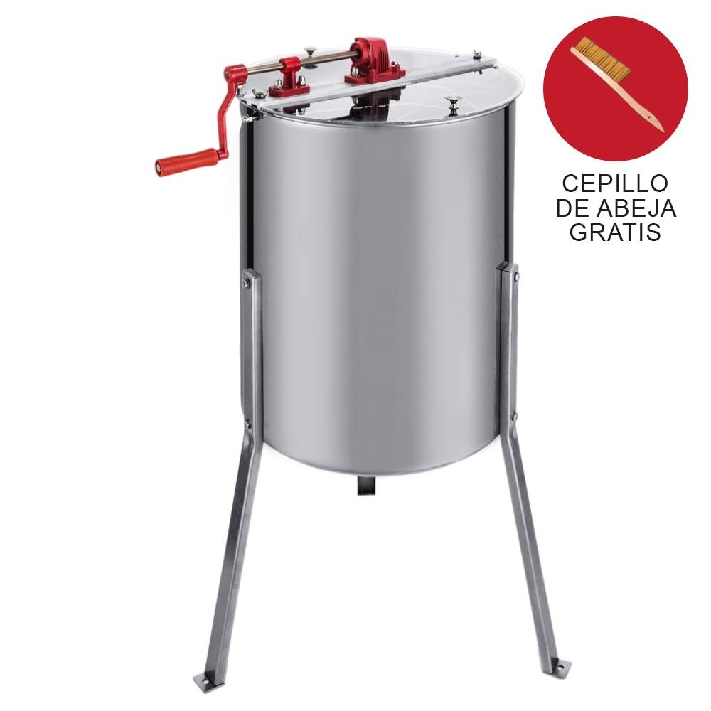 Extractor Manual de Miel de 4 Marcos de Acero Inoxidable Herramienta para Girar el Panal
