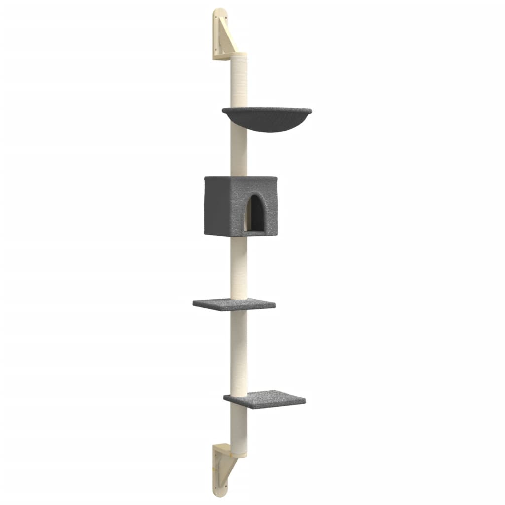 vidaXL Árbol rascador para gatos de pared gris oscuro 187 cm