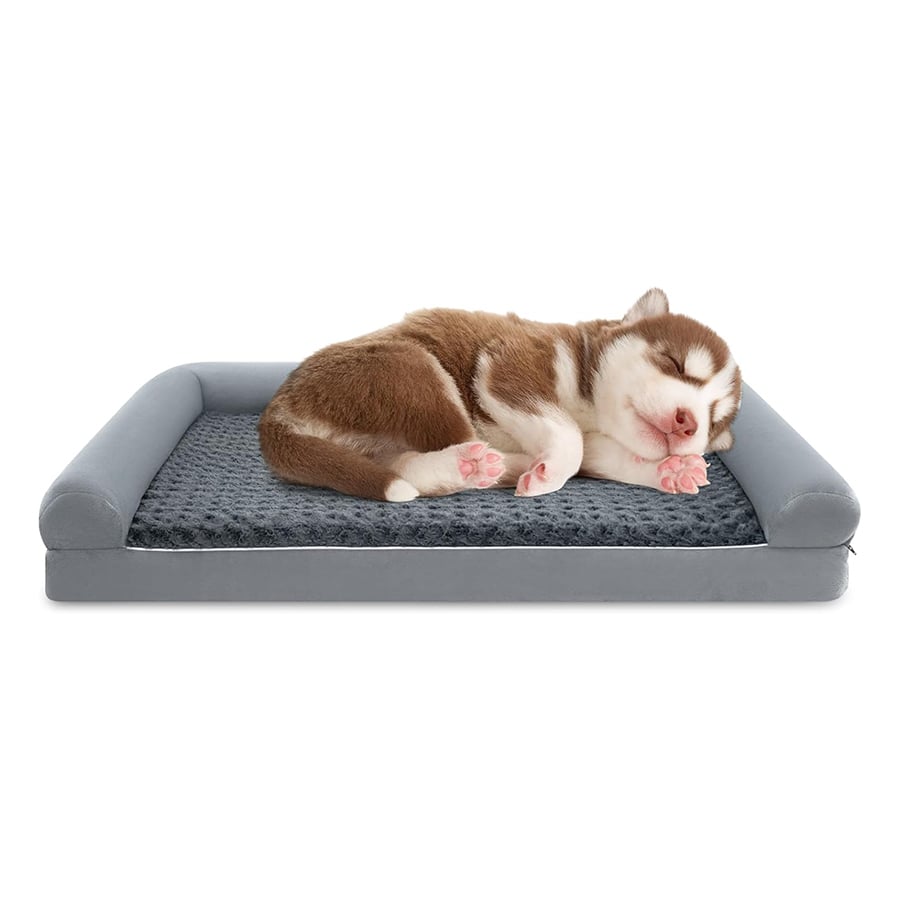 COSTWAY Cama Ortopédica para Perros, Cama Perro Grande con Tejido Interno Impermeable, Sofá para Perros con Funda Extraíble y Lavable, Gris, 113 x 89