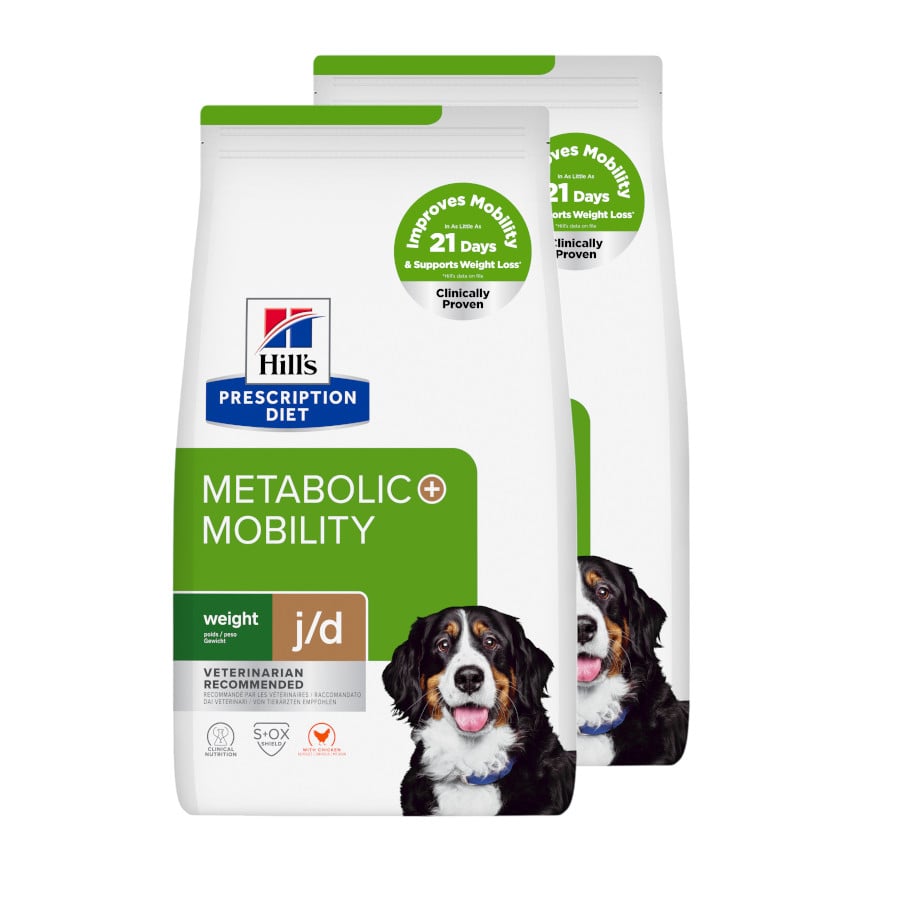 2 x 4 kg Hill’s Prescription Diet j/d Metabolic + Mobility pienso para perros ¡Pack ahorro!