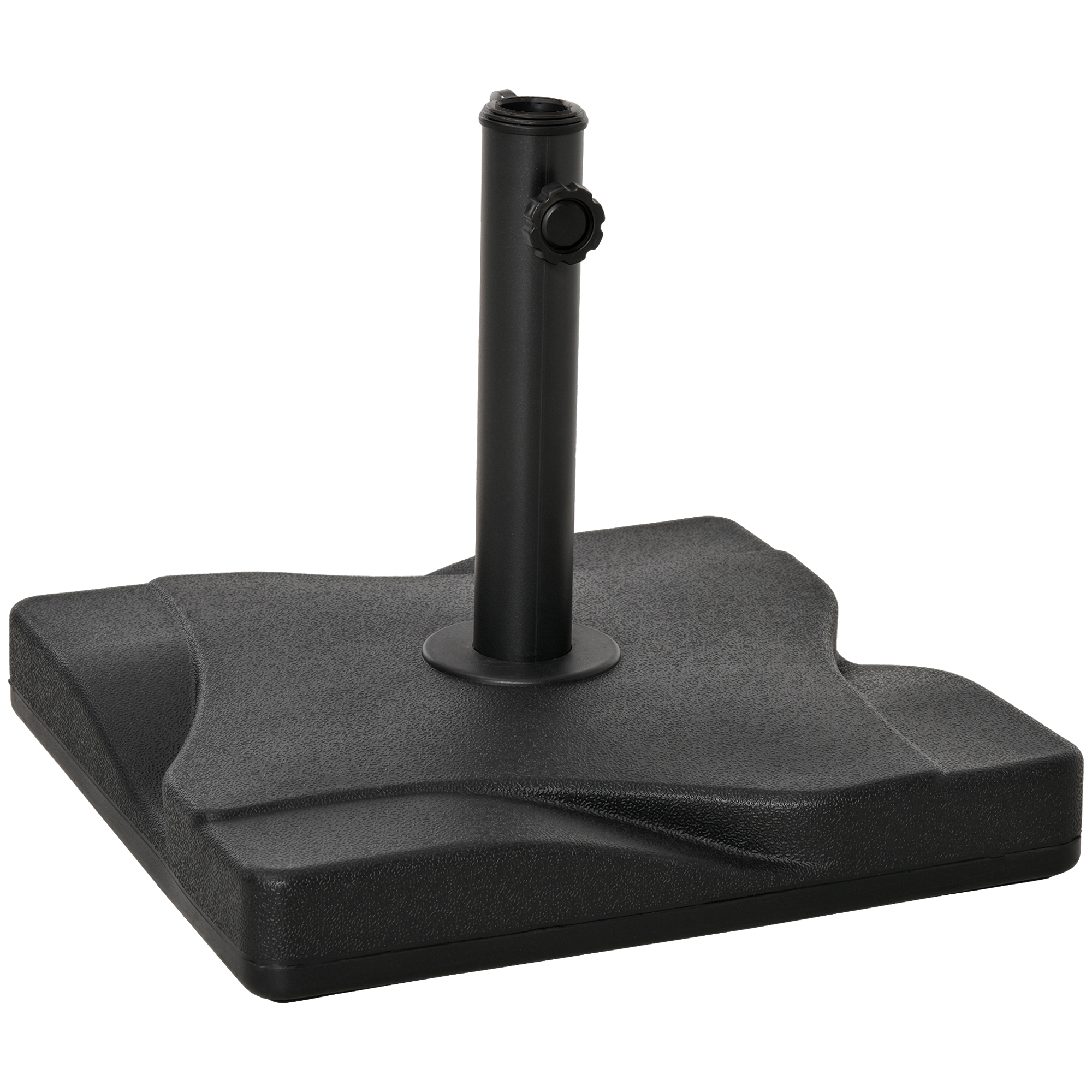 Outsunny Base de Sombrilla de Jardín Peso 20 kg Apta para Distintos Diámetros de Poste Ø32mm, Ø38mm, Ø48mm Rellena con Cemento Estable 41,5×41,5x33cm