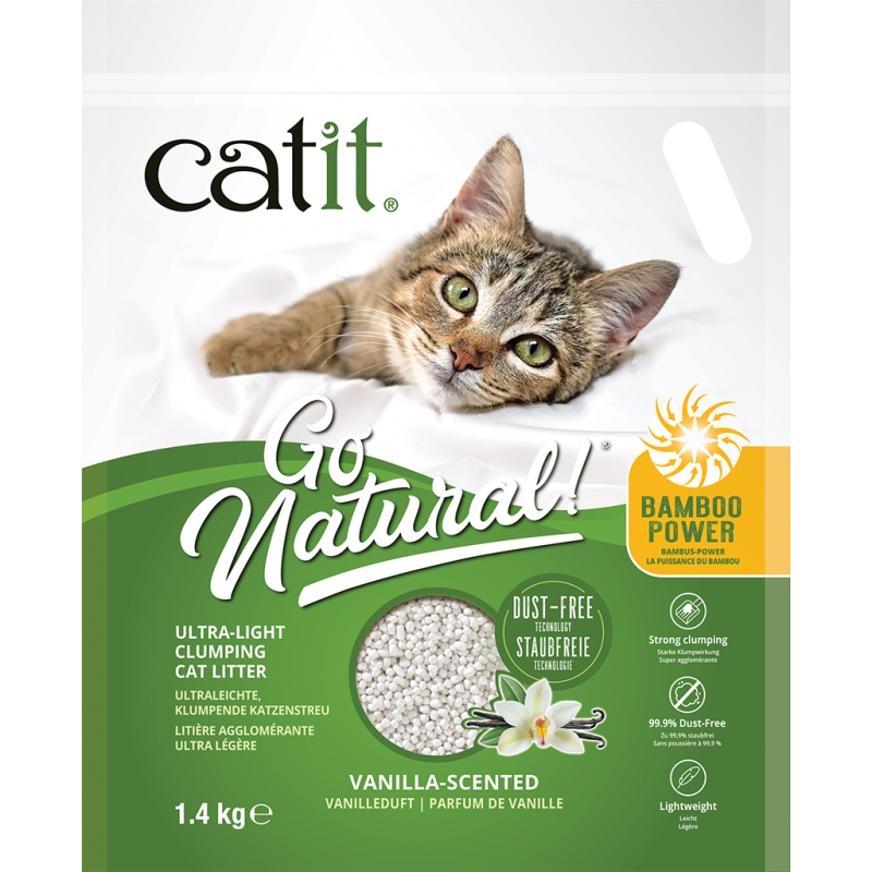 Arena Aglomerante Ultraligera para Gatos de Bambú Go Natural, 1,4 kg