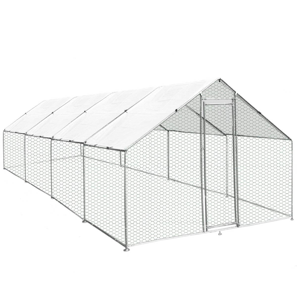 Jaula Aves de Corral Valla Cercado Caja Pollos Acero Pollos 3m x 8m x 2m