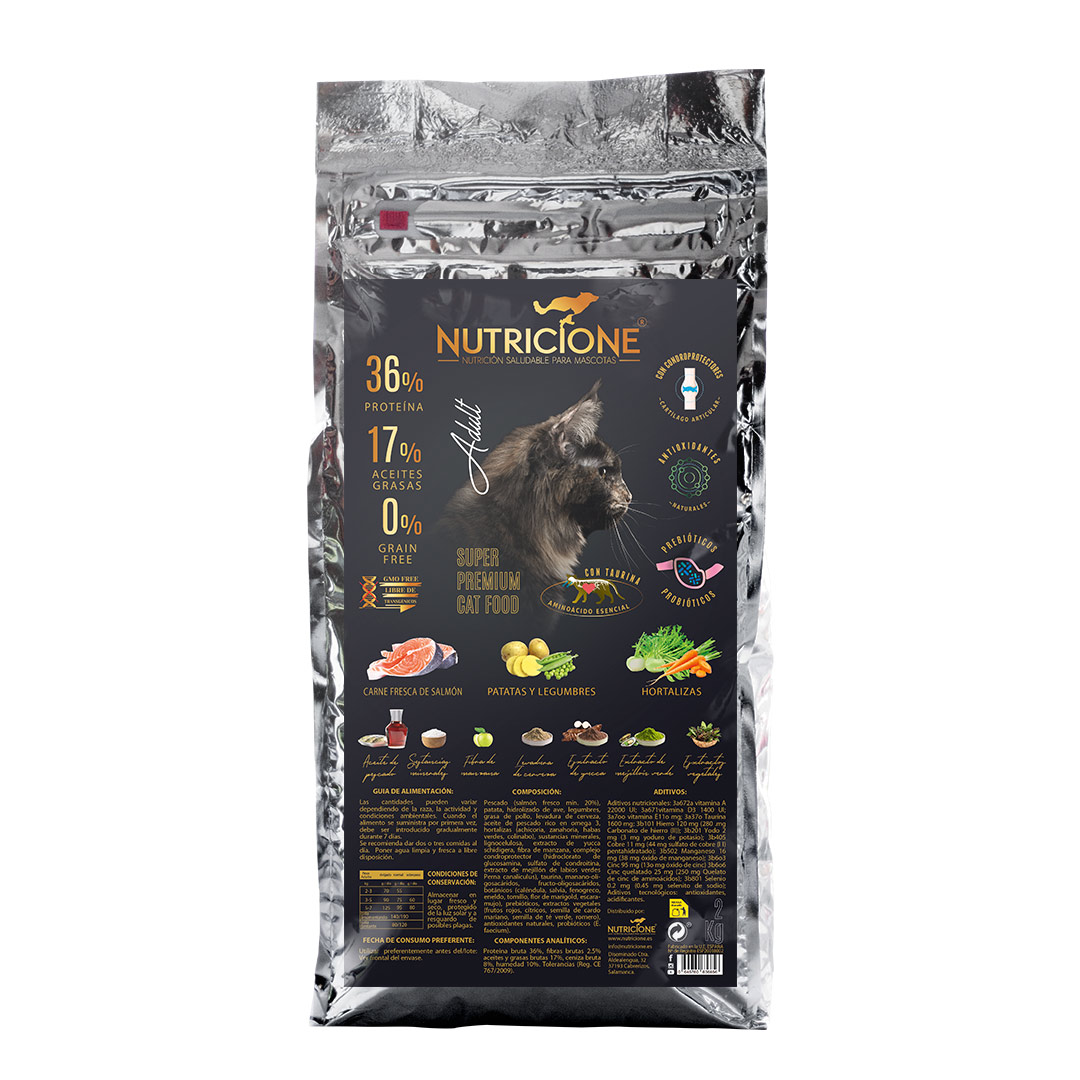 Pienso Grain Free carne fresca de salmón para gato adulto, 2kg.