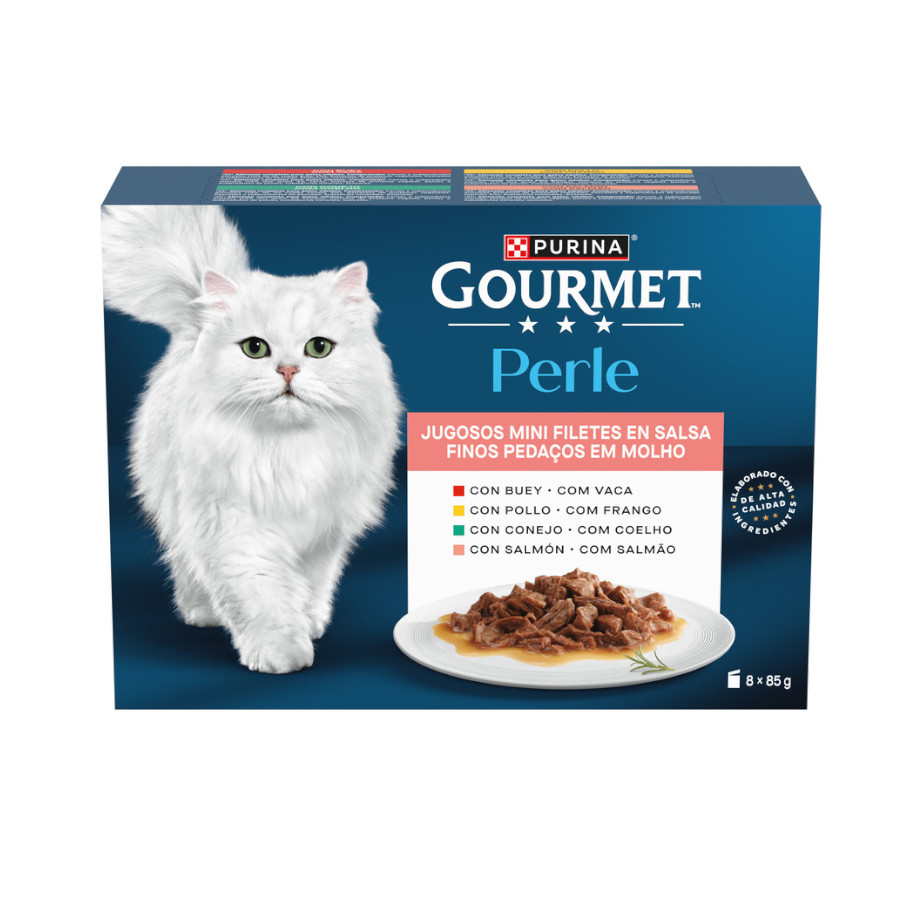 8 sobres x 85 g Gourmet Perle Filetes de Carne en salsa sobre para gatos