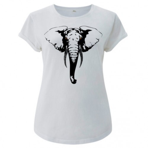 Camiseta manga corta mujer algodón elefante color Blanco, , large image number null