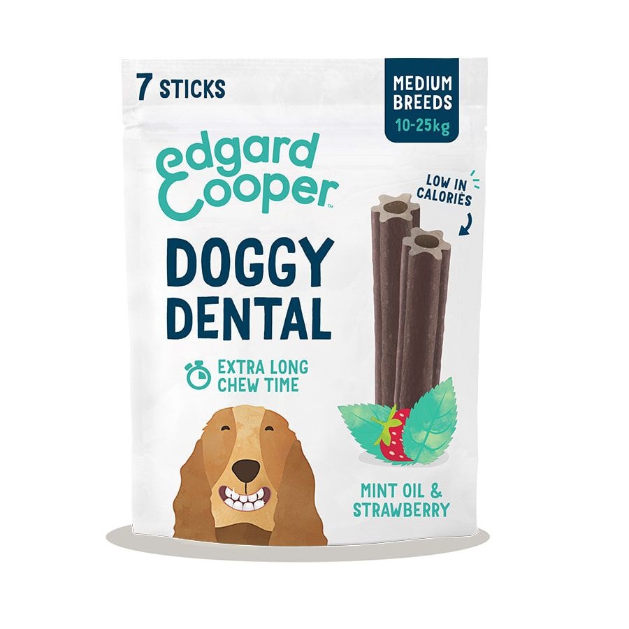 42 barritas Edgard & Cooper Barritas Dentales Menta y Fresa para perros medianos ¡Pack ahorro!
