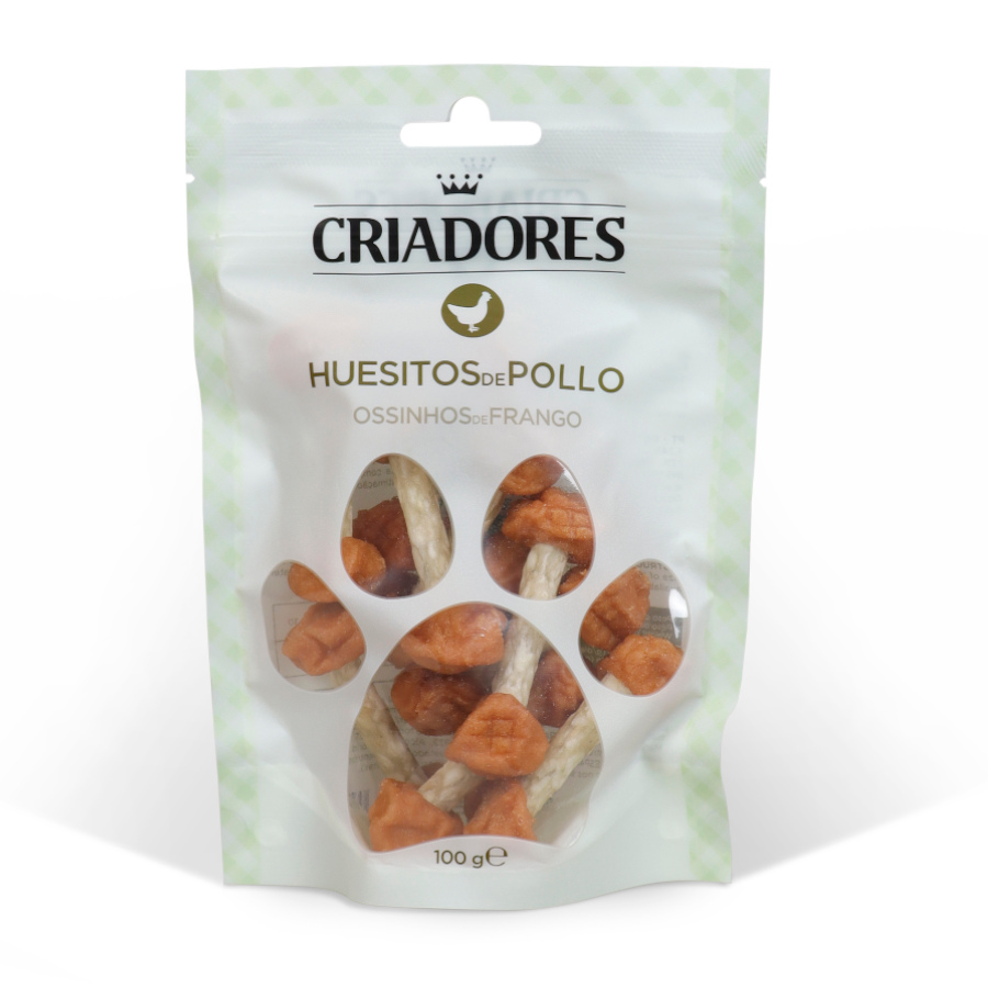 6 bolsitas x 100 g Criadores Huesitos de Pollo snack para perros ¡Pack ahorro!