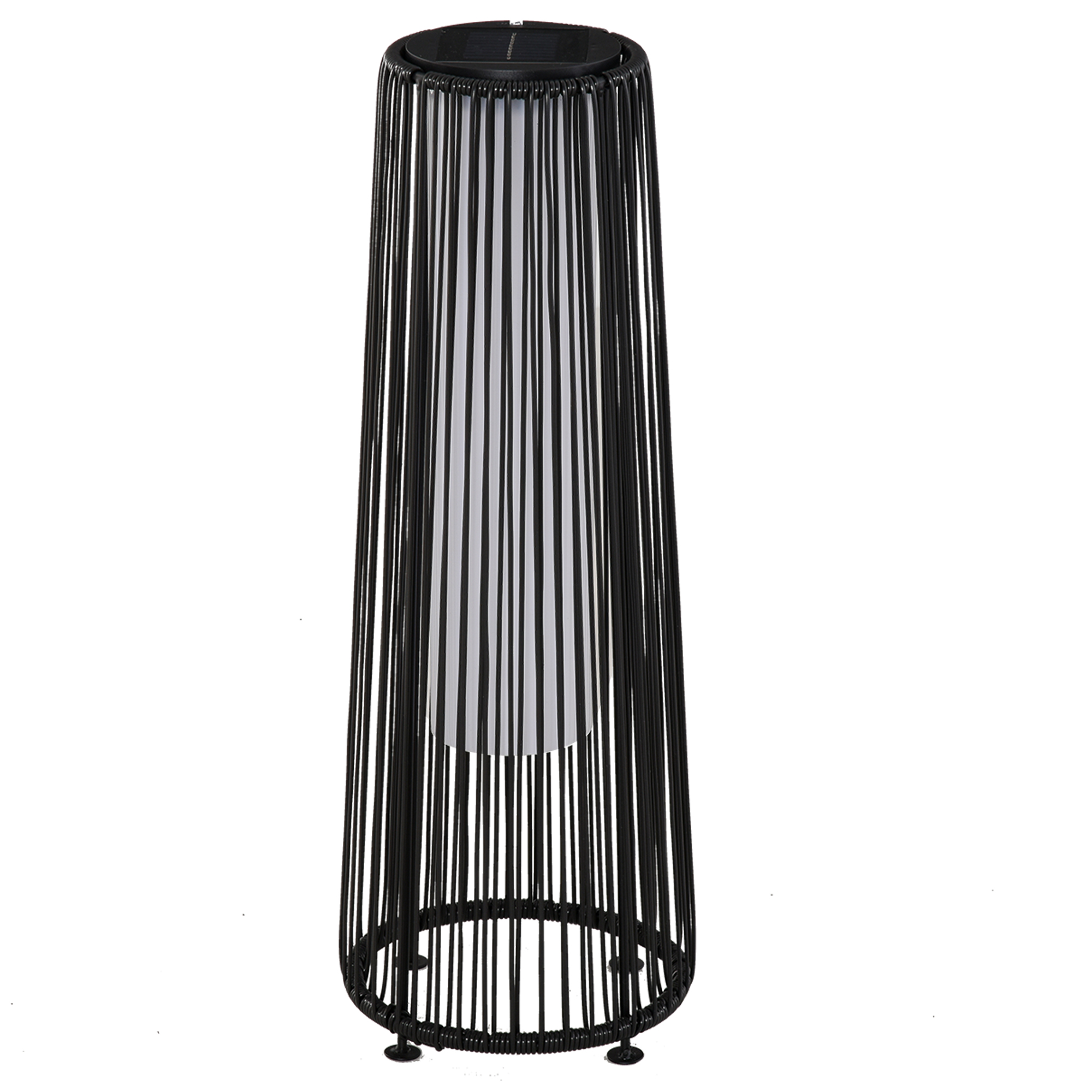 Outsunny Lámpara de Pie de Mimbre Ratán de Energía Solar con LED 0,8 W Interruptor de Control de Luz Automático Decoración para Exterior Ø21,5×61 cm