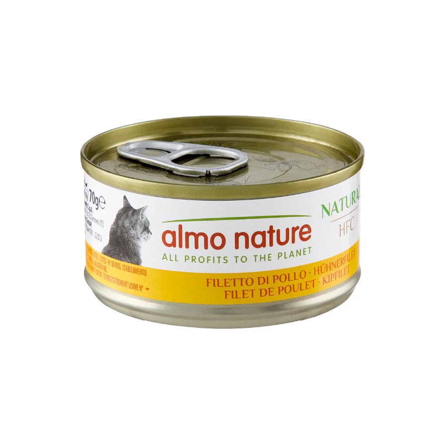 24 latas x 70 g Almo Nature HFC Natural Pollo lata para gatos  ¡Pack ahorro!