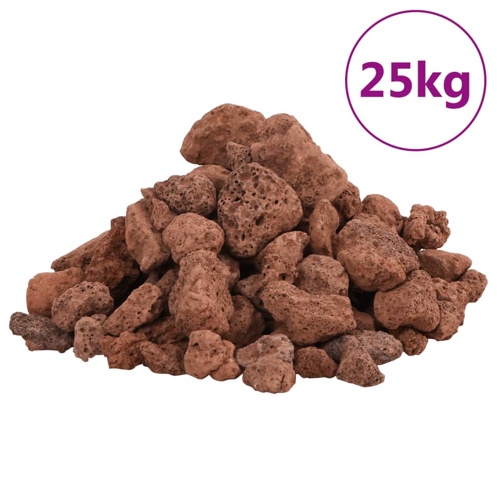 vidaXL Rocas volcánicas rojas 25 kg 1-2 cm