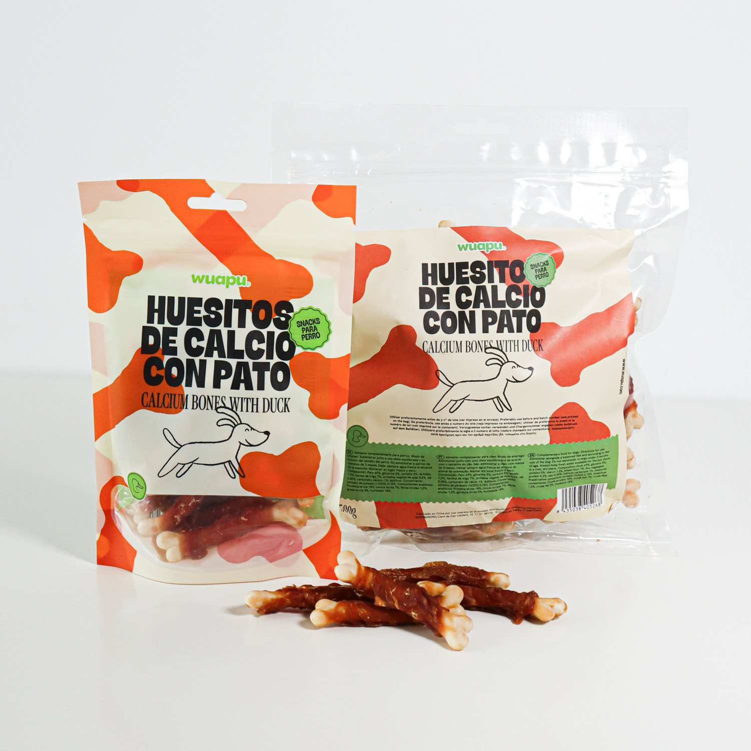 SNACK NATURAL PARA PERRO HUESITOS DE CALCIO CON PATO WUAPU