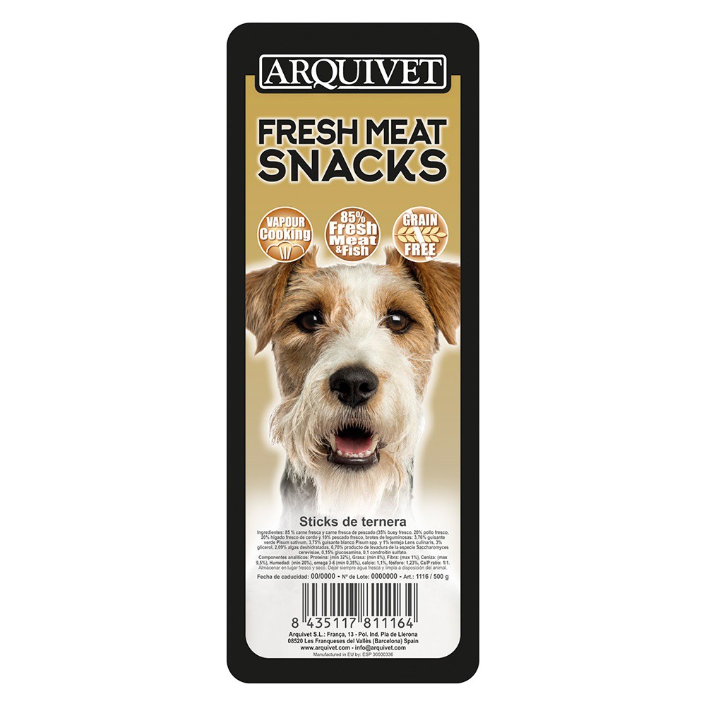 Barritas Fresh Meat Dog Arquivet Snacks "Sticks" para perros sabor Ternera, , large image number null