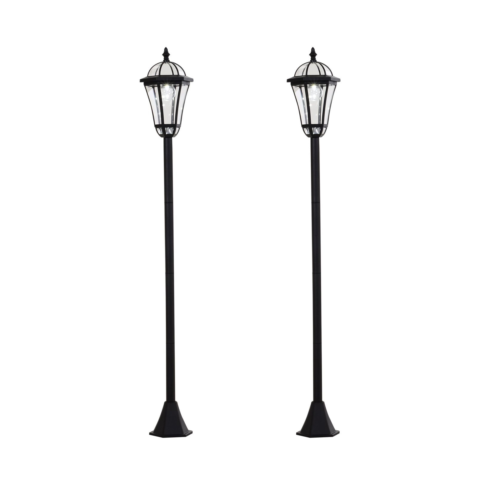 Outsunny 2 Farolas Solares negras impermeable IP44 para jardín