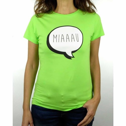 Camiseta mujer "Miaaau" color Verde, , large image number null