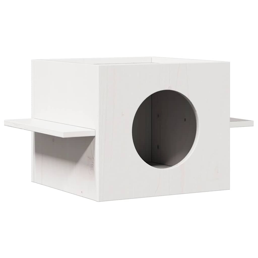 vidaXL Casa para gatos madera maciza pino blanca 43x43x60 cm