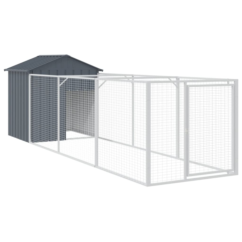 vidaXL Caseta perros con tejado acero galvanizado gris 117x1017x123 cm