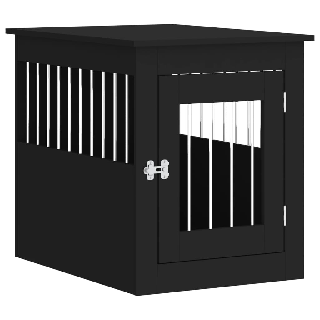 vidaXL Jaula para perros madera de ingeniería negro 45x62x59 cm