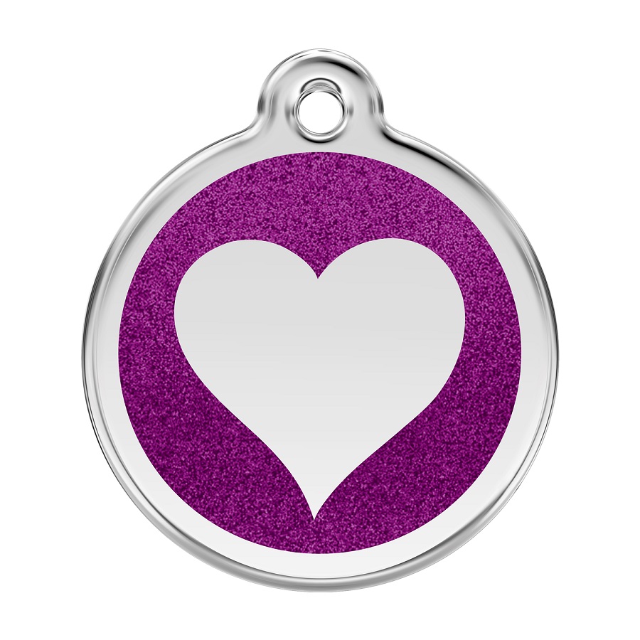 Placa identificativa Purpurina Corazón Morado para perros