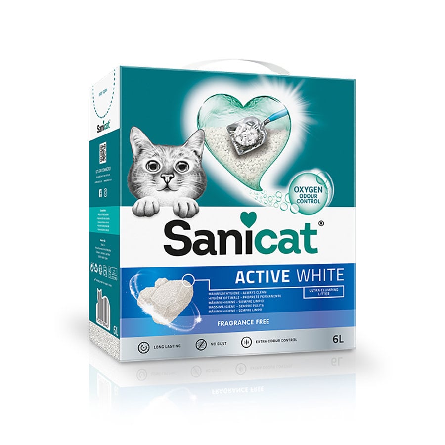 6 L Sanicat Clumping White Arena Blanca Aglomerante sin perfume para gatos