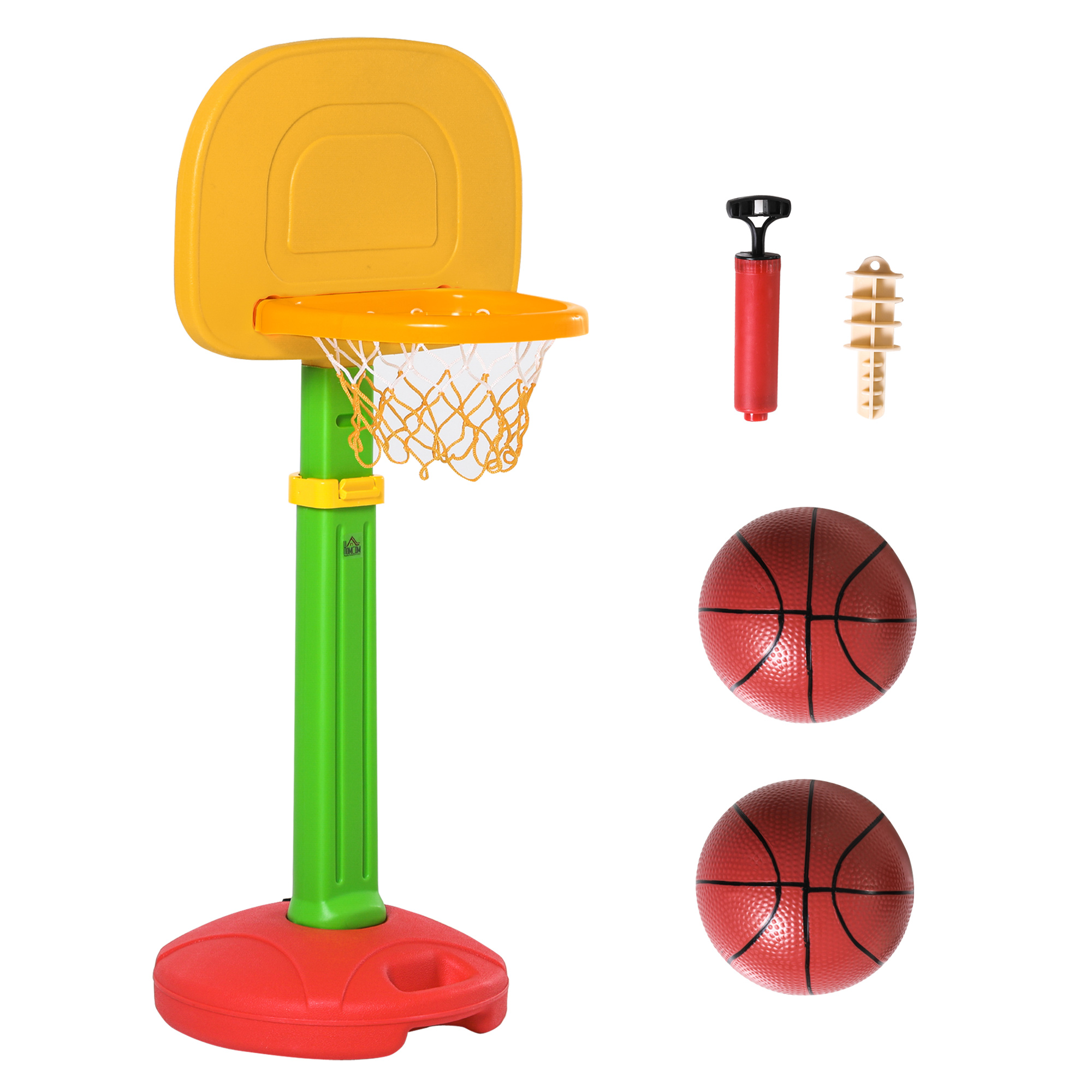 HOMCOM Canasta de Baloncesto Infantil multicolor con Altura Ajustable para niños