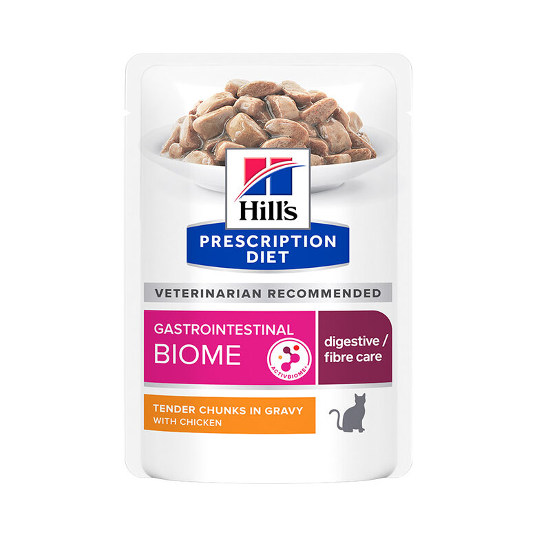 12 sobres x 85 g Hill’s Prescription Diet Feline GI Biome Digestive Care Pollo y Verduras Sobre en salsa