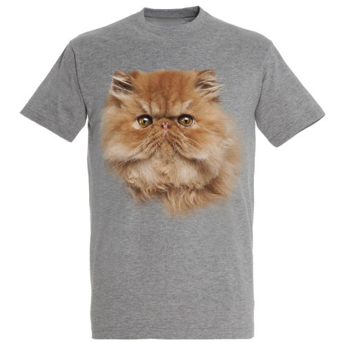 Camiseta unisex gris con estampado de gato persa, , large image number null